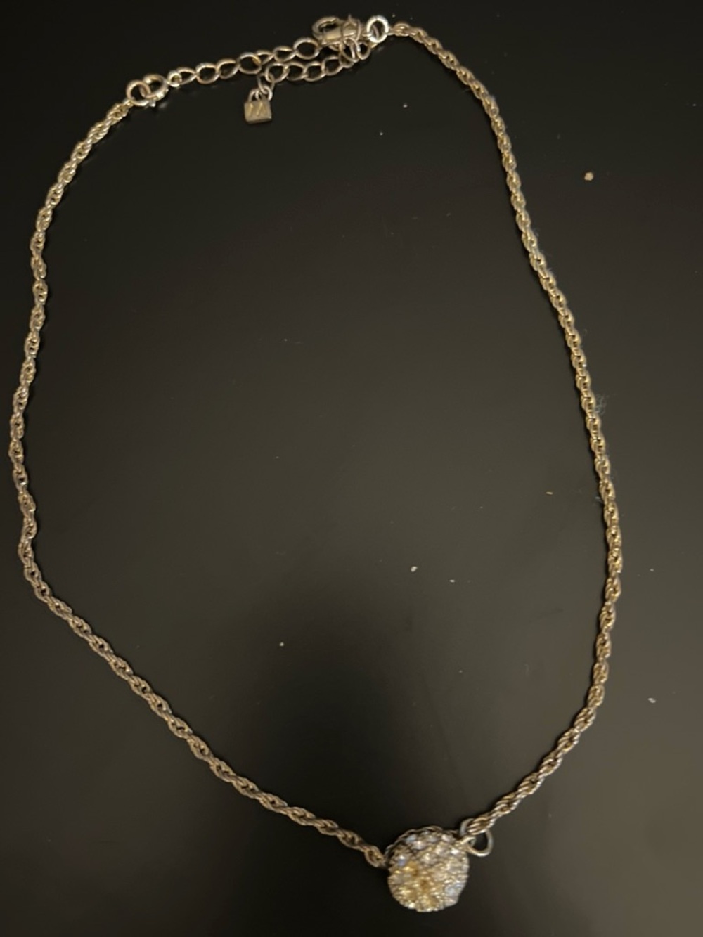 Vintage Monet Gold Tone Multi-Strand Necklace Pavé Rhinestone Disc Pendant
